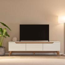 Rack para TV até 75 Polegadas MDF 180cm 2 Portas 1 Gaveta Liverpool Yescasa Bege Off White/Cinamomo