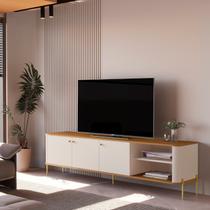 Rack para TV até 75 Polegadas MDF 181cm Curvo e Puxadores em Metal Tucupí Rack para TV até 75 Polegadas MDF 181cm Curvo e Puxadores em Metal Tucupí