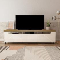 Rack para TV até 75 Polegadas MDF 200cm Tampo Engrossurado Mercury Marrom Pinho/Off White