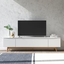 Rack para TV até 75 Polegadas MDF 219,5cm Pés em Madeira Maciça Flynt Bege