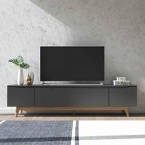 Rack para TV até 75 Polegadas MDF 219,5cm Pés em Madeira Maciça Flynt