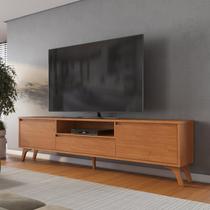 Rack para TV até 75 Polegadas MDF 237cm Pés em Madeira Maciça Laqueado Piazza New Rack para TV até 75 Polegadas MDF 237cm Pés em Madeira Maciça Laqueado Piazza New