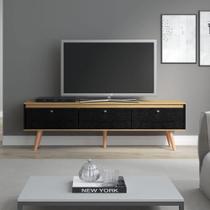 Rack Para TV Até 75 Polegadas Memphis Carvalho Dakar Preto - Soluzione Móveis