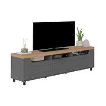 Rack para TV até 75 Polegadas Mercury 2 PT 1 GV Grafite e Carvalho 200 cm Rack para TV até 75 Polegadas Mercury 2 PT 1 GV Grafite e Carvalho 200 cm