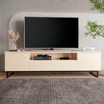 Rack para TV até 75 Polegadas Pés Industrial com 2 Portas Austin Off White