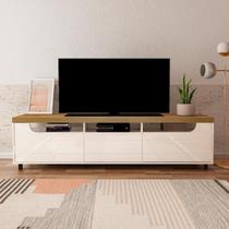 Rack para TV Até 75 Polegadas Urano 2 Portas 1 Gaveta Pinho/Off White - Pnr Móveis Rack para TV Até 75 Polegadas Urano 2 Portas 1 Gaveta Pinho/Off White - Pnr Móveis