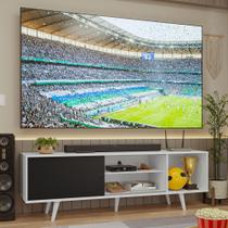 Rack para TV até 80 Polegadas 160cm com Pés Branco/Preto Torino Madesa