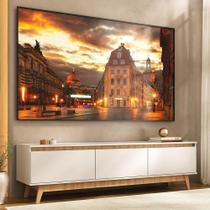 Rack Para Tv Até 80 Polegadas 180cm 3 Portas Retrô Multimóveis MP1103 Branco-madeirado