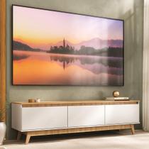 Rack Para Tv Até 80 Polegadas 180cm 3 Portas Retrô Multimóveis MP1103 Madeirado-branco