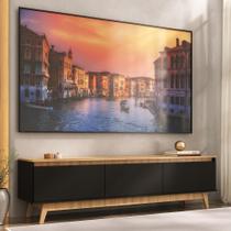 Rack Para Tv Até 80 Polegadas 180cm 3 Portas Retrô Multimóveis MP1103 Madeirado-preto