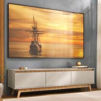 Rack Para Tv Até 80 Polegadas 180cm 3 Portas Retrô Multimóveis MP1103 Off White-madeirado