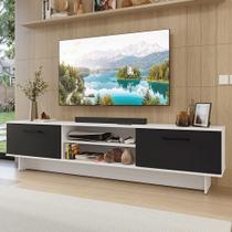 Rack para TV até 80 Polegadas 218 cm 2 Portas Branco/Preto Agata Madesa