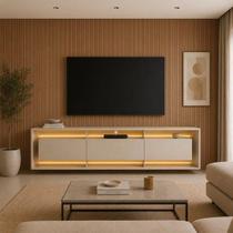 Rack para TV até 84 Polegadas Suspenso com LED 220cm Madison Yescasa Bege Rack para TV até 84 Polegadas Suspenso com LED 220cm Madison Yescasa Bege