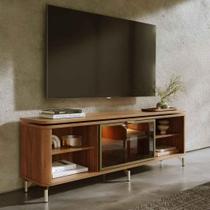 Rack para TV Até 85” 1 Porta com Vidro Reflecta e LED Lincoln Float 169 cm - Canella c/ Champanhe Rack para TV Até 85” 1 Porta com Vidro Reflecta e LED Lincoln Float 169 cm - Canella c/ Champanhe