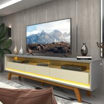 Rack para TV até 85 Polegadas com LED 100% MDF 211,4cm Pés em Madeira Maciça Requinte Rack para TV até 85 Polegadas com LED 100% MDF 211,4cm Pés em Madeira Maciça Requinte