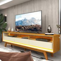 Rack para TV até 85 Polegadas com LED 100% MDF 211,4cm Pés em Madeira Maciça Requinte