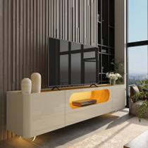 Rack para TV até 85 Polegadas com LED com Pés Vidro 210cm 100% MDF Nobre - Gelius Móveis