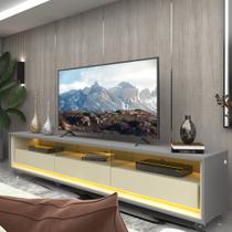 Rack para TV até 85 Polegadas com LED e Rodízios 211,4cm 100% MDF Requinte - Gelius Móveis Rack para TV até 85 Polegadas com LED e Rodízios 211,4cm 100% MDF Requinte - Gelius Móveis