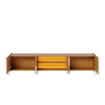 Rack para TV até 85 Polegadas com LED MDF 240cm 4 Portas Puxadores em Metal Maggiore Marrom Naturale