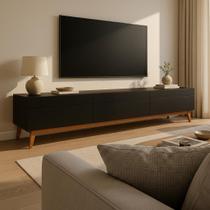 Rack para TV até 85 Polegadas Mazza 3 Gavetas Preto Rack para TV até 85 Polegadas Mazza 3 Gavetas Preto