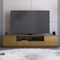 Rack para TV até 85 Polegadas MDF 200cm Portas 2 Gavetas Liz YesCasa Marrom Carvalho