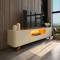 Rack para TV Até 85 Polegadas Nobre 2 Portas 1 Gaveta 100% Mdf com Led Off White/Naturale - Gelius