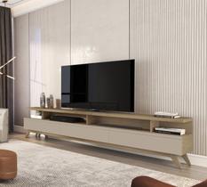 Rack para TV até 86 Polegadas MDF 217cm Pés em Madeira Maciça 2.2 com 3 Gavetas Vivare Wood Rack para TV até 86 Polegadas MDF 217cm Pés em Madeira Maciça 2.2 com 3 Gavetas Vivare Wood