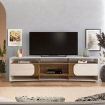 Rack para TV até 86 Polegadas MDF 220cm 2 Portas Elegance Bege Off White/Pinho