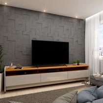 Rack para TV até 90 Polegadas com Rodízios 3 Gavetas 3 Nichos Sublime 220cm 100% MDF Rack para TV até 90 Polegadas com Rodízios 3 Gavetas 3 Nichos Sublime 220cm 100% MDF