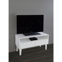 Rack Para Tv Bancada Com Nicho E Gaveta Branco Laca