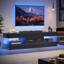 Rack para TV Bestier 60" com Painéis Laterais em Pedra e LED Moderno Brilhante