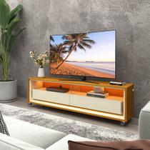 Rack para TV com LED Rodízios Requinte 128 Naturale Off White - Gelius - Gelius Móveis
