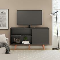 Rack para TV Com Pés em Madeira Aquila MDP Preto 0634