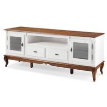 Rack para Tv com Pés Luis XV 2 Gavetas 2 Portas e Nicho 60503 Linz Móveis - Laca Branca/Imbuia Glazer