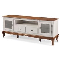 Rack para TV com Pés Luis XV 2 Gavetas 2 Portas e Nicho 60503 Linz Móveis - Off White/Imbuia Glazer