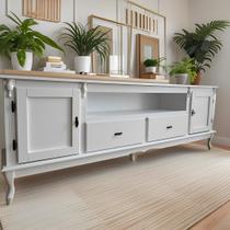 Rack para Tv com Pés Luiz XV 2 Gavetas 2 Portas e Nicho 751 Meyer Móveis - Branco Laca