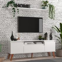 Rack para TV com Prateleira 150cm Retro Mdf Branco Dallas - On Móveis