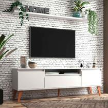 Rack para TV com Prateleira 180cm Retro Mdf Branco Dallas - On Móveis