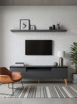 Rack para TV com Prateleira 180cm Retro Mdf Dallas - On Móveis Rack para TV com Prateleira 180cm Retro Mdf Dallas - On Móveis