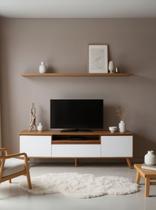 Rack para TV com Prateleira 180cm Retro Mdf Freijo com Branco Dallas - On Móveis