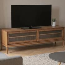 Rack para TV de 65 Polegadas 180cm em Madeira Maciça e Vidro Canelado Rack para TV de 65 Polegadas 180cm em Madeira Maciça e Vidro Canelado