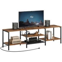Rack para TV HOOBRO BF80DS01 com tomadas elétricas, marrom rústico