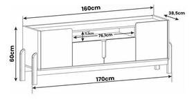 Rack para tv lizz casa d 1,70 cinza/cedro