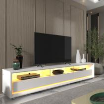 Rack para TV Requinte 212 com LED Rodízios Branco - Gelius - Gelius Móveis