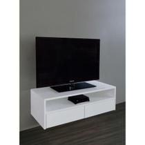 Rack Para Tv Suspenso Bancada Com Nicho E Gaveta Branco Laca Rack Para Tv Suspenso Bancada Com Nicho E Gaveta Branco Laca
