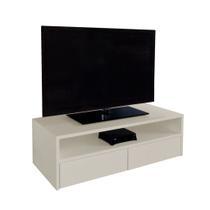 Rack para TV Suspenso Bancada Com Nicho e Gaveta Off White Laca