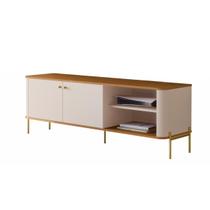 Rack Para TV Tucupí 1.4 Off White Nature Dourado JB Bechara 32663 Rack Para TV Tucupí 1.4 Off White Nature Dourado JB Bechara 32663