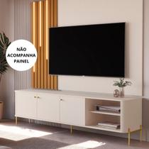 Rack Para TV Tucupí 1.8 Bancada Off White Dourado JB Bechara 32672 Rack Para TV Tucupí 1.8 Bancada Off White Dourado JB Bechara 32672