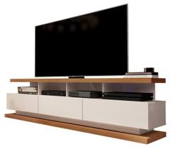 Rack para TV Vivare Off White com Freijó - Germai Móveis Rack para TV Vivare Off White com Freijó - Germai Móveis