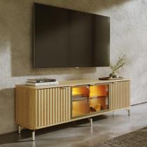 Rack para TVs até 85 Polegadas 100% MDF 3 Portas Vidro Reflecta Neon Float 212cm